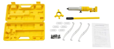 Imagen del producto de Extractor hidráulico, con 3 mordazas, rotación de 360°, color amarillo
