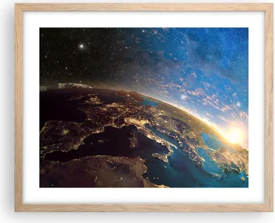 Produktbild von Gerahmtes Poster - Rahmen in heller Eiche - Kosmos Erde - 50x40 cm - Wand Bild - Wanddeko - Wandbilder - Kunstposter - Wandposter - Bilderrahmen - Bilder - Kunstdruck - Wandbild - P2NAA50x40-3809