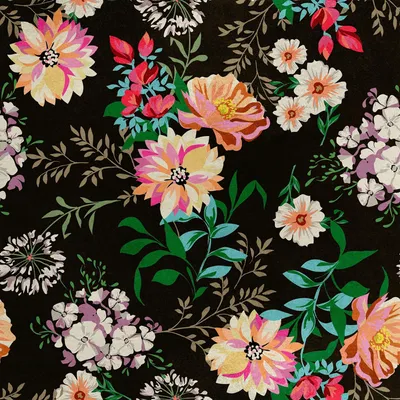 Productafbeelding van Koninklijke fluwelen stof, polyester, geschikt voor naaien - motief: landbloemen
