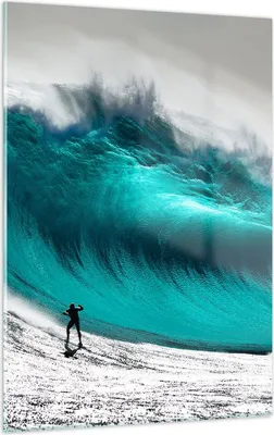 Produktbild von Bilder auf glas - Einteilig - Surfen Welle Türkis - 50x70cm - Glasbilder - Wandbilder - Bilder - zum Aufhängen bereit - Wanddekoration aus Glas - Glas Bilder - Wandbild auf Glas - GPA50x70-4351