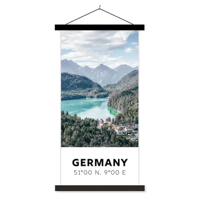 Produktbild von MuchoWow® Textilposter Deutschland - Bergen - Meer 90x180 cm mit schwarzem Rahmen - Dekoration Wohnzimmer