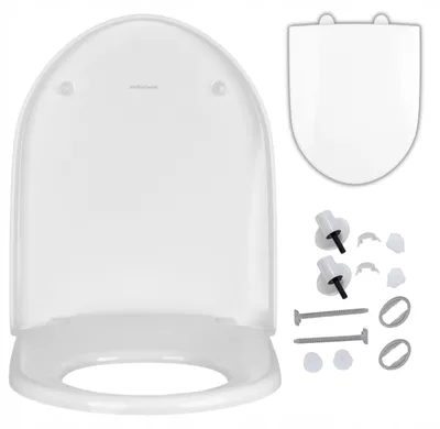 Produktbild von WC Sitz - Toilettensitz - für Cersanit Olimpia - Weiß - 45x37cm - Antibakteriell - Duroplast - Sanft Schließend - Toilettendeckel
