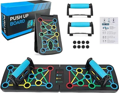 Imagen del producto de Tabla de flexiones multifuncional, con 17 ejercicios, plegable y portátil, para entrenamiento muscular