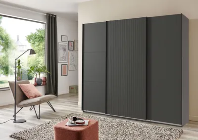 Produktbild von Schwebetürenschrank >Andorra< in Graphit - 250x216x65cm (BxHxT)