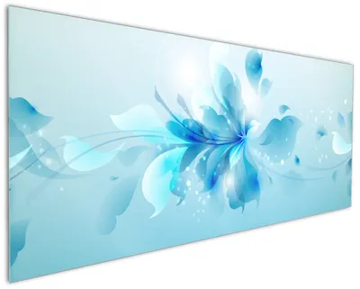 Produktbild von Wallario Küchenrückwand aus Glas, Größe: 125 x 50 cm, Motiv: Blaues Blumenbuket | Spritzschutz | abwischbar | pflegeleicht | in