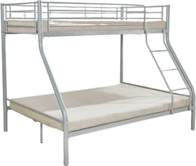 Immagine prodotto di Letto a castello TRYO – 3 posti – Metallo grigio – 90x200 cm e 140x200 cm – Rete inclusa