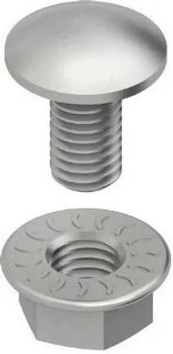 Imagen del producto de Tornillo redondo plano NIED FLM12X30F, **incluye tuerca con brida, tratado para resistir altas temperaturas.**