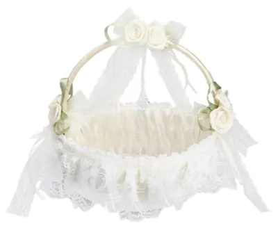 Weißer Blumenkorb mit Spitzenbesatz für Hochzeiten