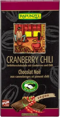 Immagine prodotto di Cioccolato fondente - mirtilli rossi e peperoncino 80g