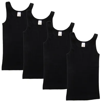 Produktbild von HERMKO 2000 4er Pack Mädchen Unterhemd aus 100% Baumwolle, Tank Top , Farbe:schwarz, Größe:128