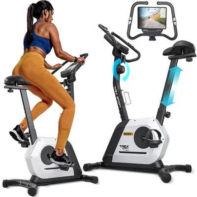 Produktbild von TREX SPORT Heimtrainer Fahrrad TX-500MB IRON | Fitnessbike, 14 Widerstandsstufen, LCD-Display, Pulssensoren | leise, ergonomisch, bis 125kg | Weiß