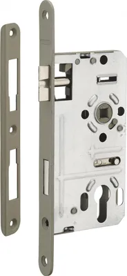 Image de Boitier de serrure encastrable à cylindre pour porte d'entrée, gauche, axe 55mm, bouts ronds - THIRARD