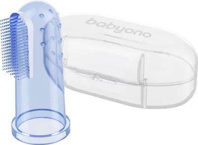 Produktbild von BabyOno Fingerzahnbürste mit Etui - blau