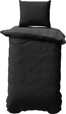 Produktbild von Seersucker Bettwäsche Unifarben Wende Doubleface Sommer Mikrofaser Bettbezüge, Größe:2 teilig 155x220 cm, Farbe:schwarz / anthrazit