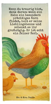 Produktbild von Mr. & Mrs. Panda Handtuch Hahn Korn Design - Weiß - Geschenk, Henne, Bauernhof, Badelaken, Eier, Badhandtuch, Duschtuch, Natur, sporthandtuch, Strandtuch