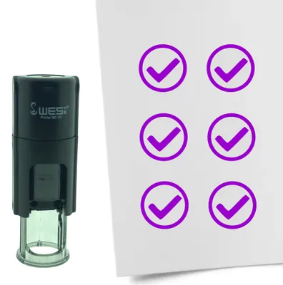Produktbild von CombiCraft Selbstfärbender Stempel 'Checkbox mit Häkchen' in der Farbe Lila, Ø10mm