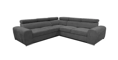 Produktbild von Wohnero24 Ecksofa U-Form PAVONE 3 260 x 260 cm – Chenille Sofa Grau mit Schlaffunktion 190 x 125 cm, Bettkasten & verstellbaren Kopfstützen