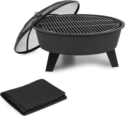 Produktbild von Nolana Feuerschale Ø73cm | Ø64cm Grill Wetterschutzhülle Stahl schwarz