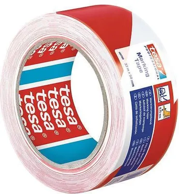 Image de Ruban adhésif de marquage TESA 50 mm x 33 m blanc-rouge