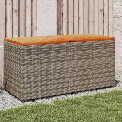 Produktbild von vidaXL Zahradní truhla šedá 110x50x54 cm polyratan akátové dřevo