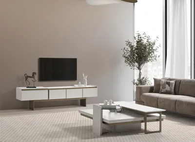 Produktbild von Moderner TV-Ständer aus Holz in Beige für Wohnzimmer