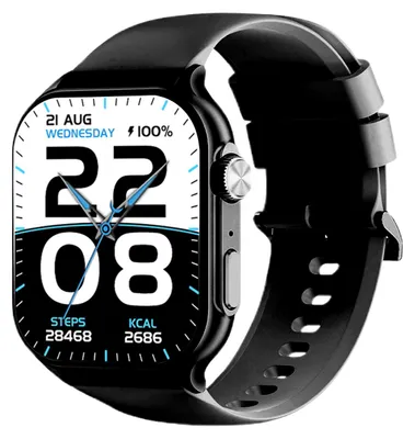 Produktbild von Smartwatch mit 1,96-Zoll-HD-Display, Bluetooth 5.4, Telefoniefunktion und Fitness-Tracker mit 50 Sportmodi – Schwarz