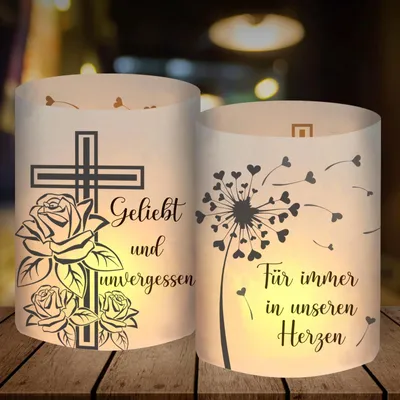 Productafbeelding van 12 Windlichten voor Tafeldecoratie bij Rouw, Herinnering en Eerbetoon