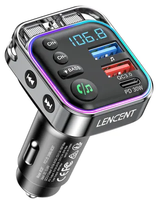 FM-Transmitter Bluetooth 5.3, PD 30W & QC3.0, Hi-Fi, Freisprechen