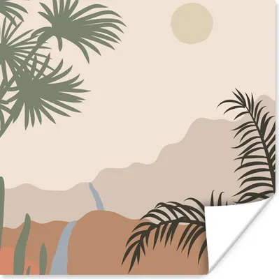 Produktbild von MuchoWow® Poster Pastell - Illustration - Tropisch 50x50 cm - Wohnzimmerdekoration