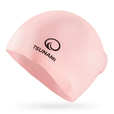 Produktbild von TSUNAMI Silikon Schwimmkappe, Pool Training, unisex, lange Haare, rutschfest, rosa