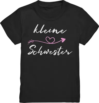 Produktbild von Kleine Schwester T-Shirt Herz Kleine Schwester Geschenk – Black / 152/164 (12-14)