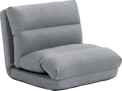 Produktbild von Bodenstuhl klappbar, mit 6-Stufig Verstellbarer Rückenlehne, dicke Sitzpolsterung, Bettfunktion, Leinenoptik, 70 x 41 x 56 cm, Grau