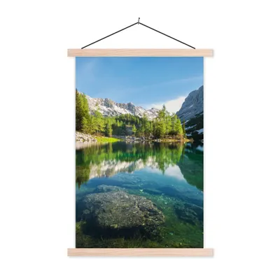 Produktbild von MuchoWow® Textilposter Wasser - Berge - Felsen 40x60 cm mit holzfarbenen Rahmen - Poster