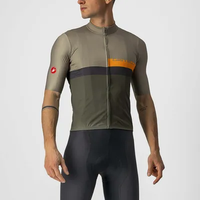 Obrázek produktu pro Dres Castelli A Blocco - pánské, krátký, kůrově zeleno-oranžovo-tmavě šedá - velikost 2XL