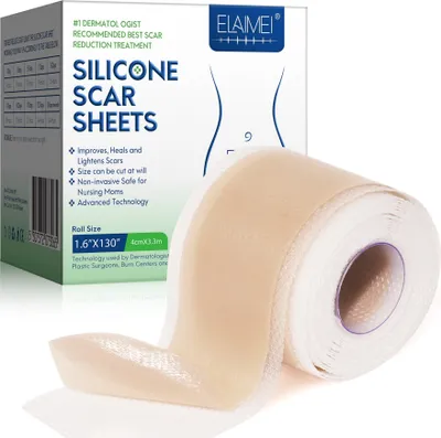 Immagine prodotto di Cerotti per cicatrici Cerotti in silicone Cicatrici Cerotti in silicone Riduzione dei fogli di silicone per cicatrici, lunghezza: 4 cm x 3,3 m