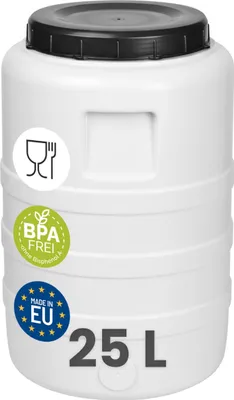 Image de Garronda 25L Fût à col large Fût d'ensilage Fût de fermentation Fût de fermentation Fût d'alimentation (blanc)