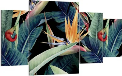 Produktbild von Bild auf Leinwand - Leinwandbild - 4 Teile - Pflanze Tropisch Blume - 160x90cm - Wand Bild - Wanddeko - Wandbilder - Leinwanddruck - Bilder - Wanddekoration - Leinwand bilder - DL160x90-5093