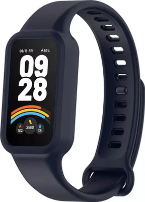 Produktbild von Strap-it Silikonarmband mit Schnappverschluss - Passend für Xiaomi Smart Band 9 Active (Dunkelblau)