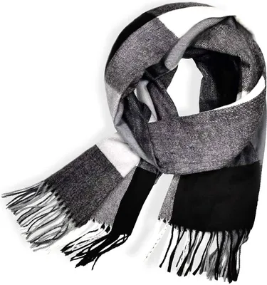 Produktbild von Glamexx24 Schal Damen Winter Kariert Fashion: Damen Winter Schal Kaschmir, Strickset Schal übergroßer Quadratisch Deckenschal Deckenschal Halstuch Streifen Muster Fransen Poncho Creme grau schwarz