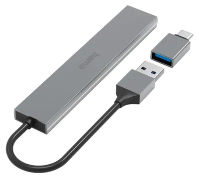 Produktbild von Hama 00200141, USB 3.2 Gen 1 (3.1 Gen 1) Type-A, USB 3.2 Gen 1 (3.1 Gen 1) Type-A, 5000 Mbit/s, Grau, Aluminium, 0,15 m