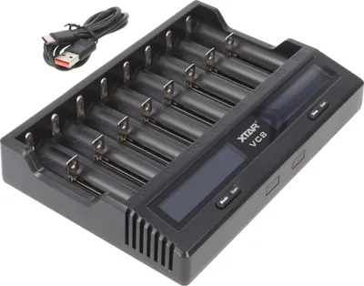 Produktbild von 8fach Schnell-Ladegerät für 1-8 Li-Ion 3,6 und 3,7V Akku, Ladestrom max. 3A, lädt Akkus max. Länge 75,5 mm