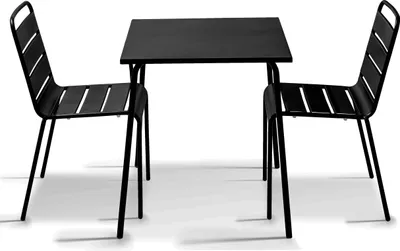 Produktbild von Set aus quadratischem Tisch und 2 Stühlen Schwarz - Oviala Palavas