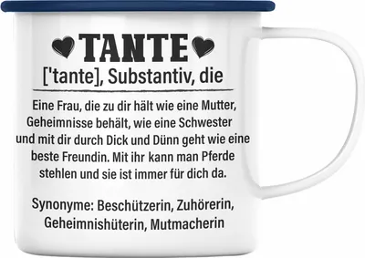 Produktbild von Trendation - Beste Tante Geschenk Emaille Tasse Lustig Spruch Beste Tante der Welt Geschenkidee von Nichte (Blau)