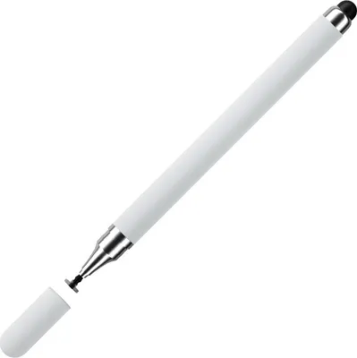 Image de INF Stylet 2 en 1 pour écrans tactiles (double pointe en caoutchouc) Blanc