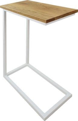 Natural Goods Berlin Beistelltisch C-FORM, Beistelltisch, Couchtisch, Nachttisch, Echtholz Eiche, Weiß, Tischplatte aus Eiche (45 x 25 x 2 cm)