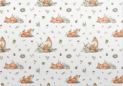 Produktbild von Muster mit Waldtieren – Bodenschutzmatte – Stuhlunterlage 100x100 cm – Rutschfest – Hartbodenmatte