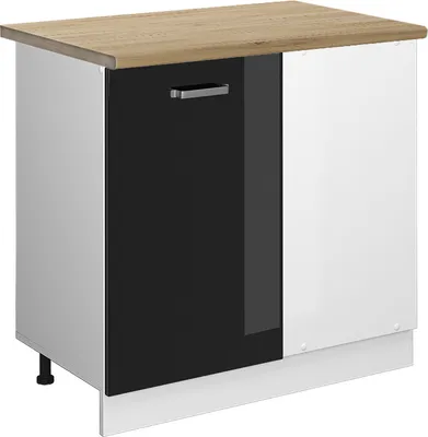Produktbild von Eckunterschrank Vicco R-Line Schwarz Hochglanz 86 cm , AP Eiche, Model 46893