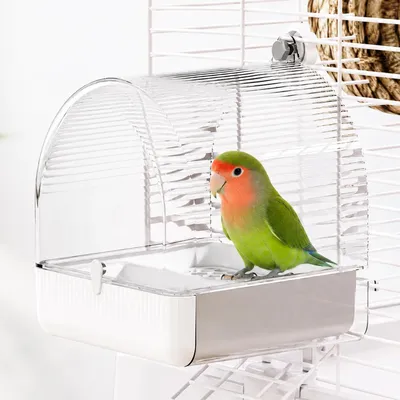 Image de Baignoire pour oiseaux 3-en-1 pour cage, avec mangeoire, à suspendre, en ABS/PP, dimensions : 17x16x18,5 cm