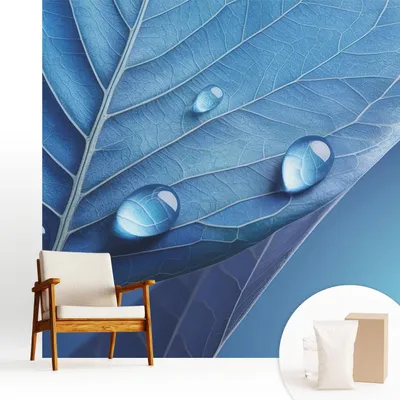 Obrázok produktu pre Samolepiaca fototapeta – 250 x 250 cm – tapeta – nástenná tapeta – nástenné obrazy – samolepiaca fólia – dekoratívna fólia – tapetová fólia – stena – dekorácia – obývacia izba – modrý list