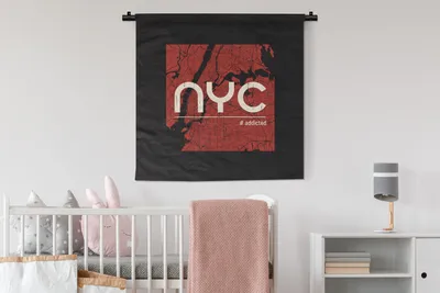 Produktbild von MuchoWow® Wandteppich Wandbehang New York - Rot - Schwarz 90x90 cm Tapisserie Dekoration Wandtuch - Wandaufhänger